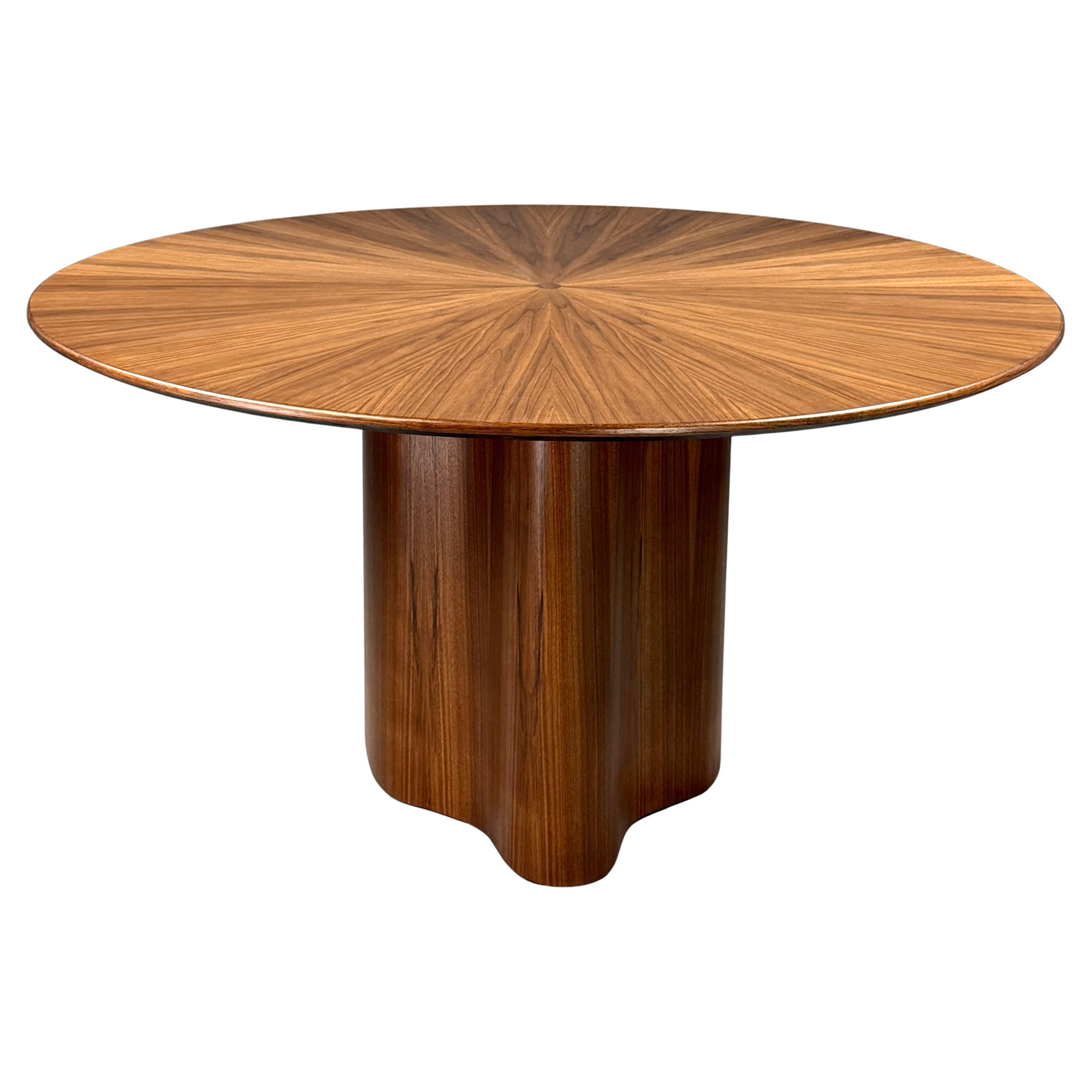 59 inch unique Walnut Round Dining Table by Aaron Saxton