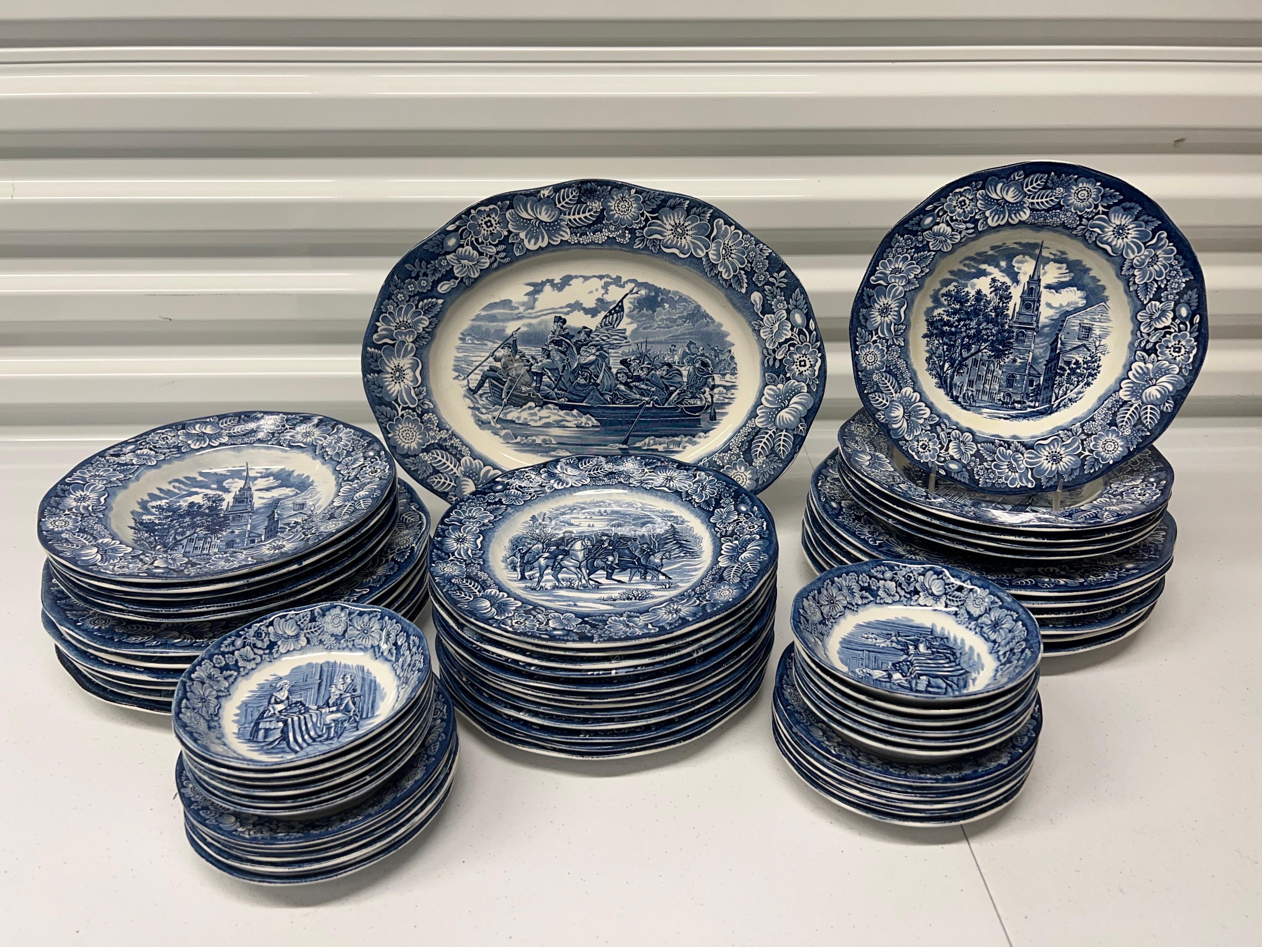 A 59 Piece Dinnerware grouping of Staffordshire Ironstone 