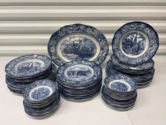 59 Pc, Liberty Blue Staffordshire Ironstone Blue & White China Set