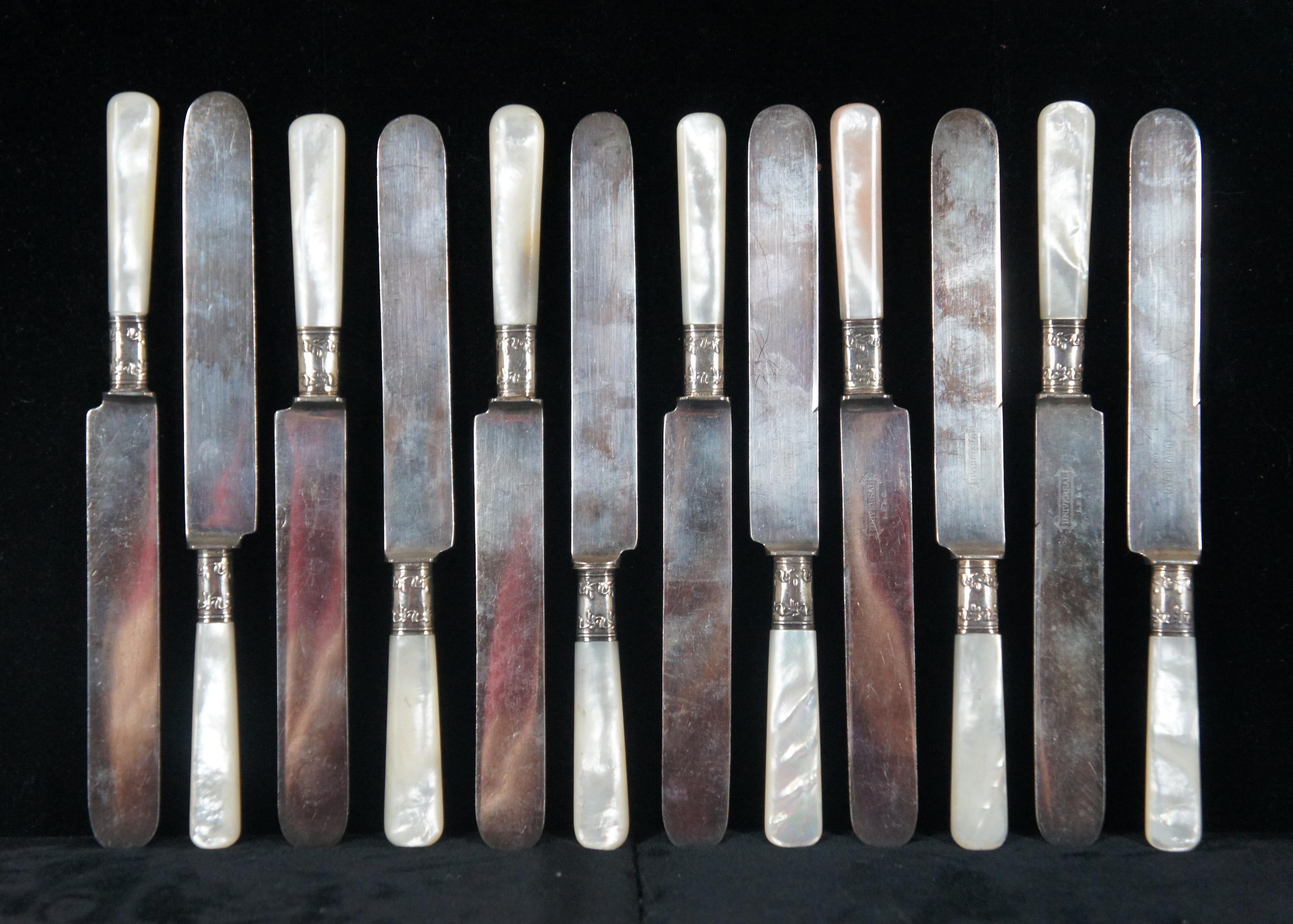 59 Pc Sterling Silver & Mother of Pearl Flatware & Chest Landers Frary & Clark 1