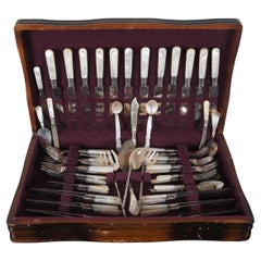 59 Pc Sterling Silver & Mother of Pearl Flatware & Chest Landers Frary & Clark