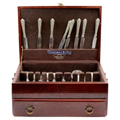 59 Piece Sterling Silver Flatware Set, "Normadie" of 1933 by Wallace