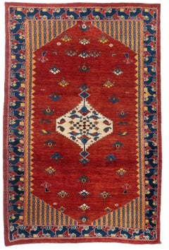 5'9" x 8'9" Gabbeh Hand-Knotted Wool Rug – Turkish Tribal Geometric Area Rug