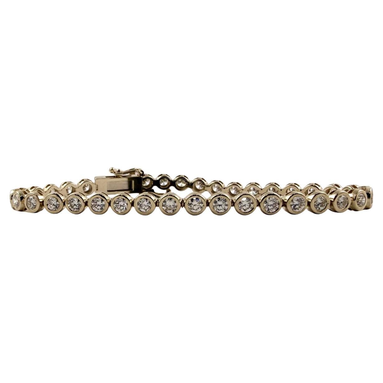 5.90 Carat Bezel-Set Diamond Tennis Bracelet in 14K Yellow Gold