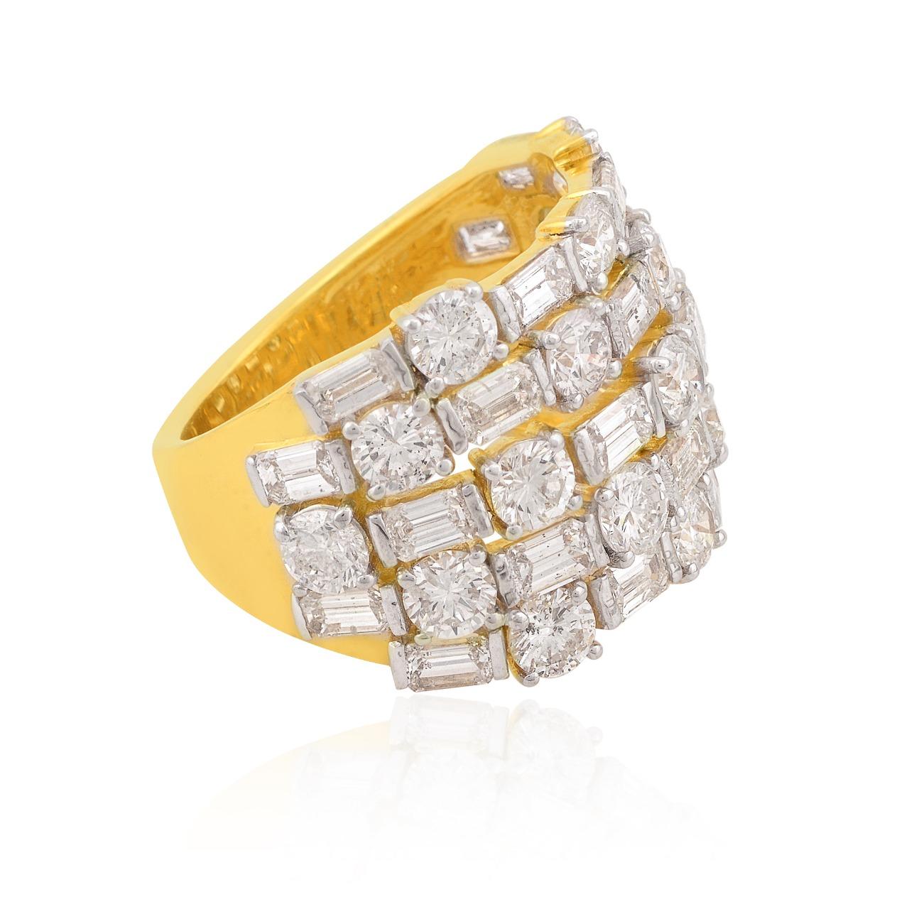 Taille mixte Bague en or 14 carats avec diamants de 5,90 carats en vente