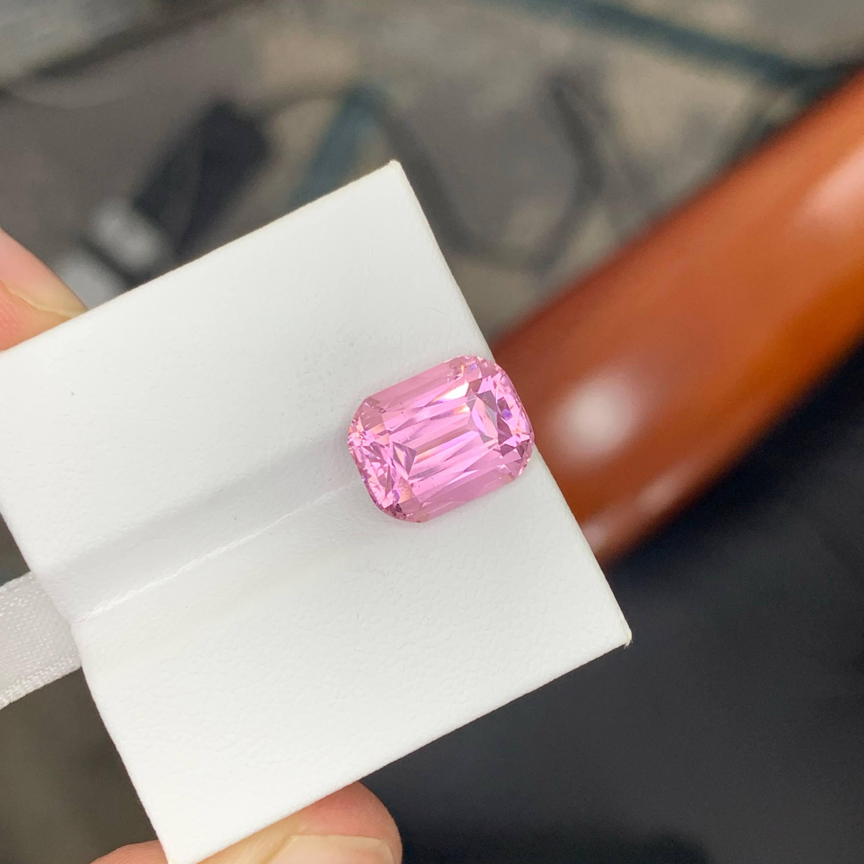 5.90 Carat Natural Loose Bubblegum Pink Tourmaline Cushion Cut Afghan Gemstone For Sale 5