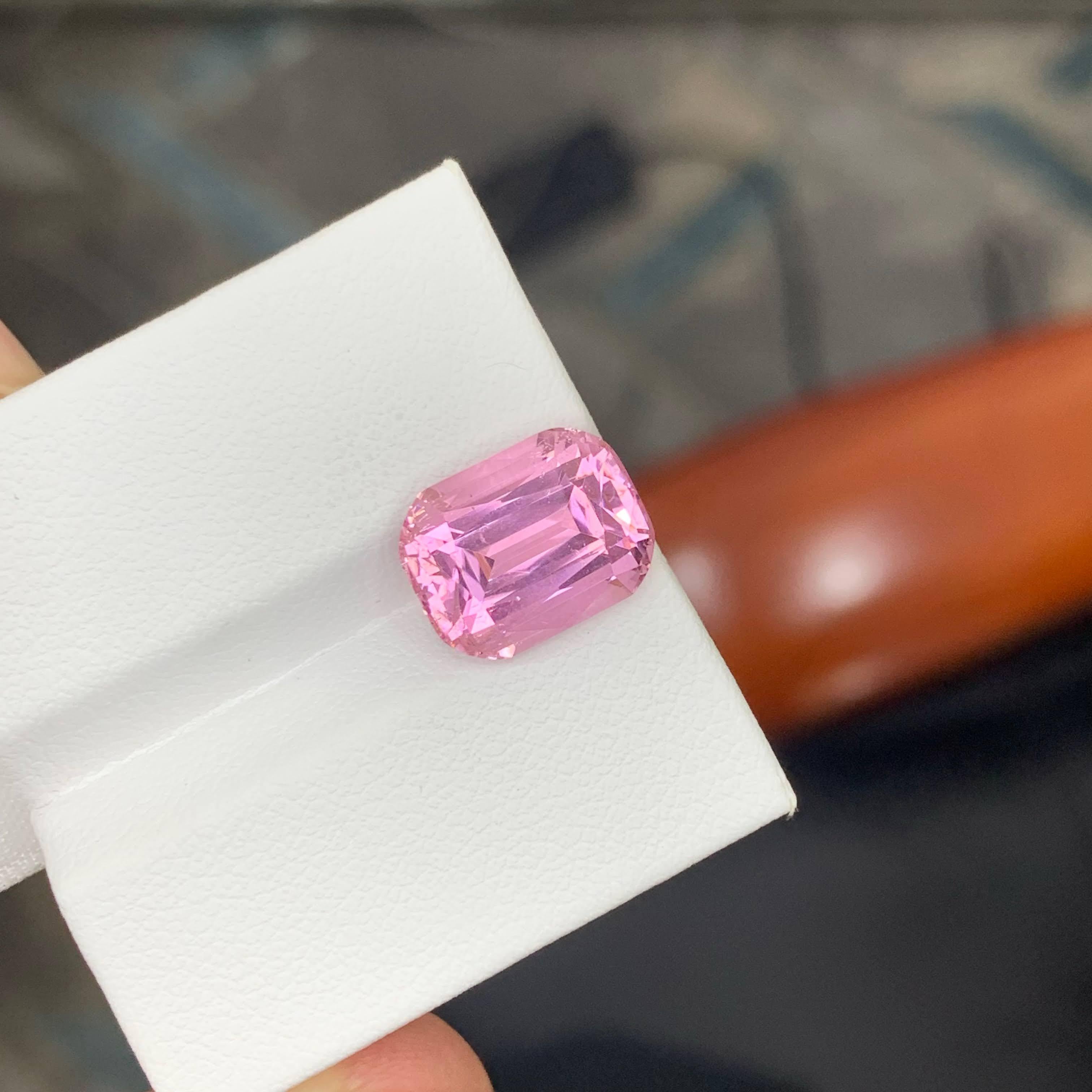 Modern 5.90 Carat Natural Loose Bubblegum Pink Tourmaline Cushion Cut Afghan Gemstone For Sale