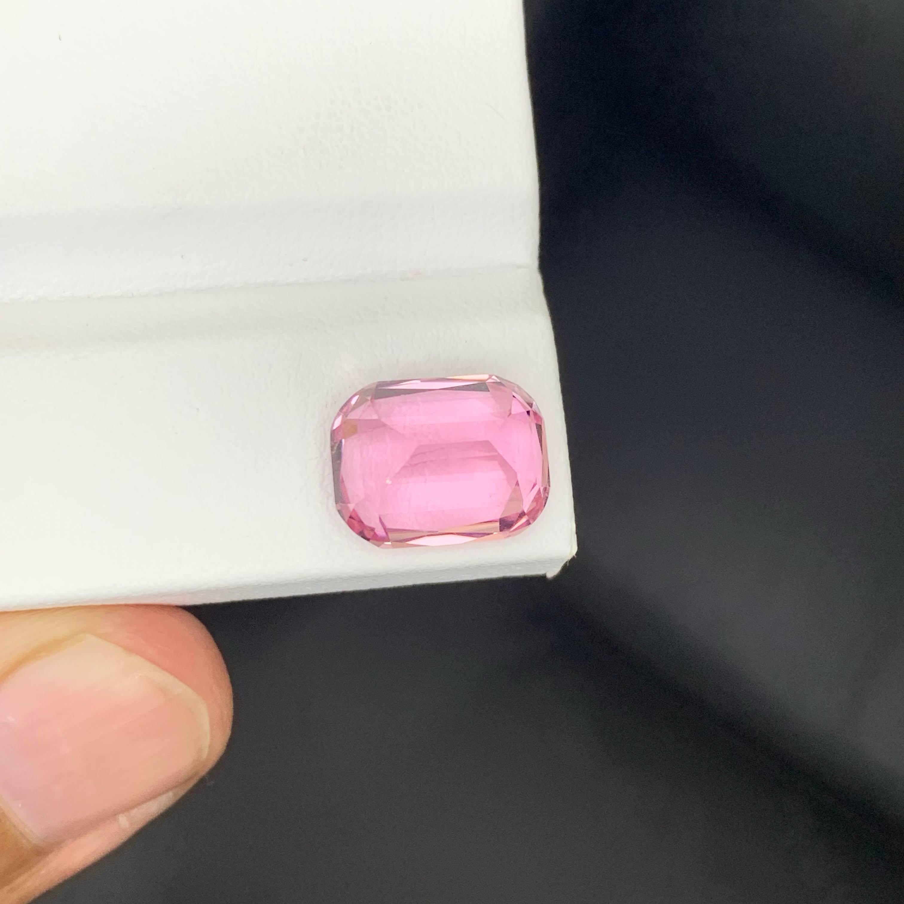 Women's or Men's 5.90 Carat Natural Loose Bubblegum Pink Tourmaline Cushion Cut Afghan Gemstone For Sale