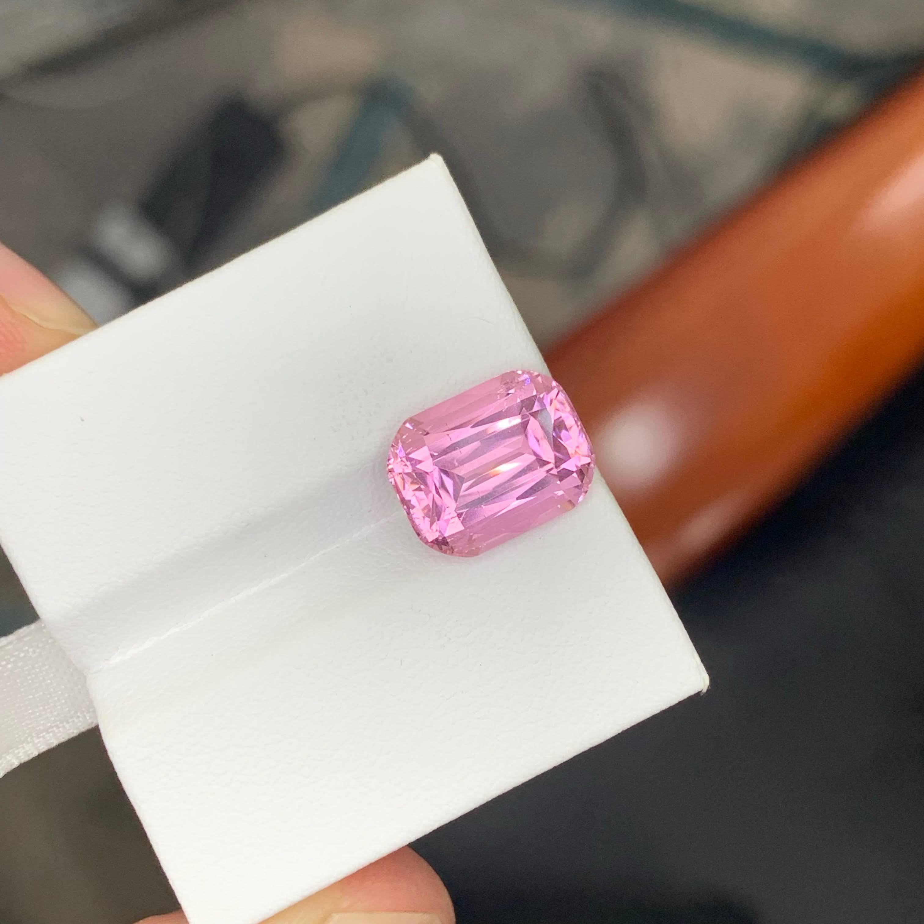 5.90 Carat Natural Loose Bubblegum Pink Tourmaline Cushion Cut Afghan Gemstone For Sale 2
