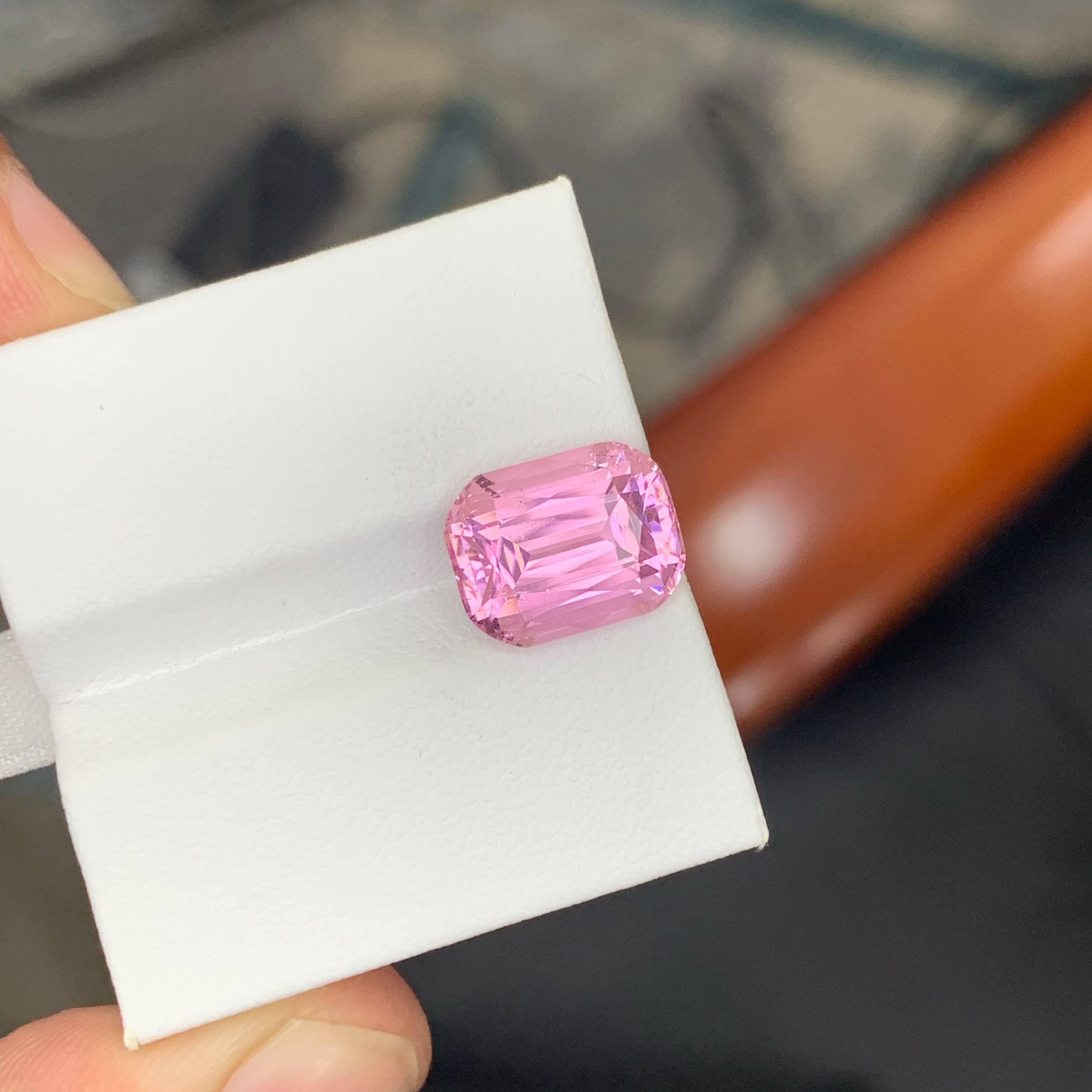 5.90 Carat Natural Loose Bubblegum Pink Tourmaline Cushion Cut Afghan Gemstone For Sale 3