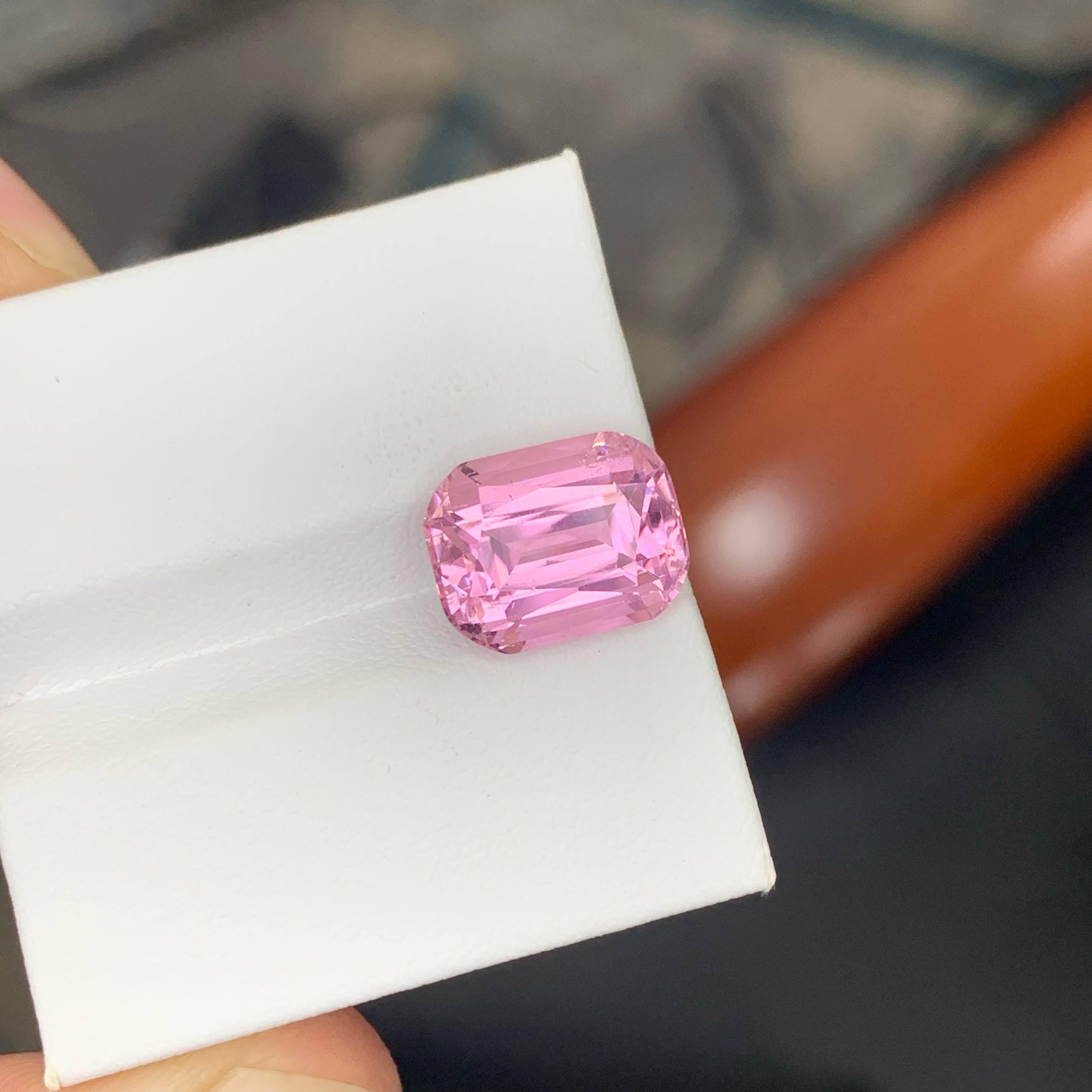 5.90 Carat Natural Loose Bubblegum Pink Tourmaline Cushion Cut Afghan Gemstone For Sale 4