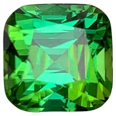 5.90 Carat Natural Loose Intense Green Tourmaline Cushion Cut Afghan Gemstone