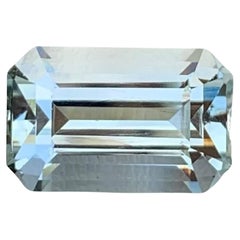 5.90 Carat Natural Loose Light Blue Aquamarine Emerald Cut Pakistani Gemstone