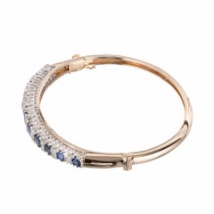 5.90 Carat Natural Sapphire Diamond Gold Bangle Bracelet
