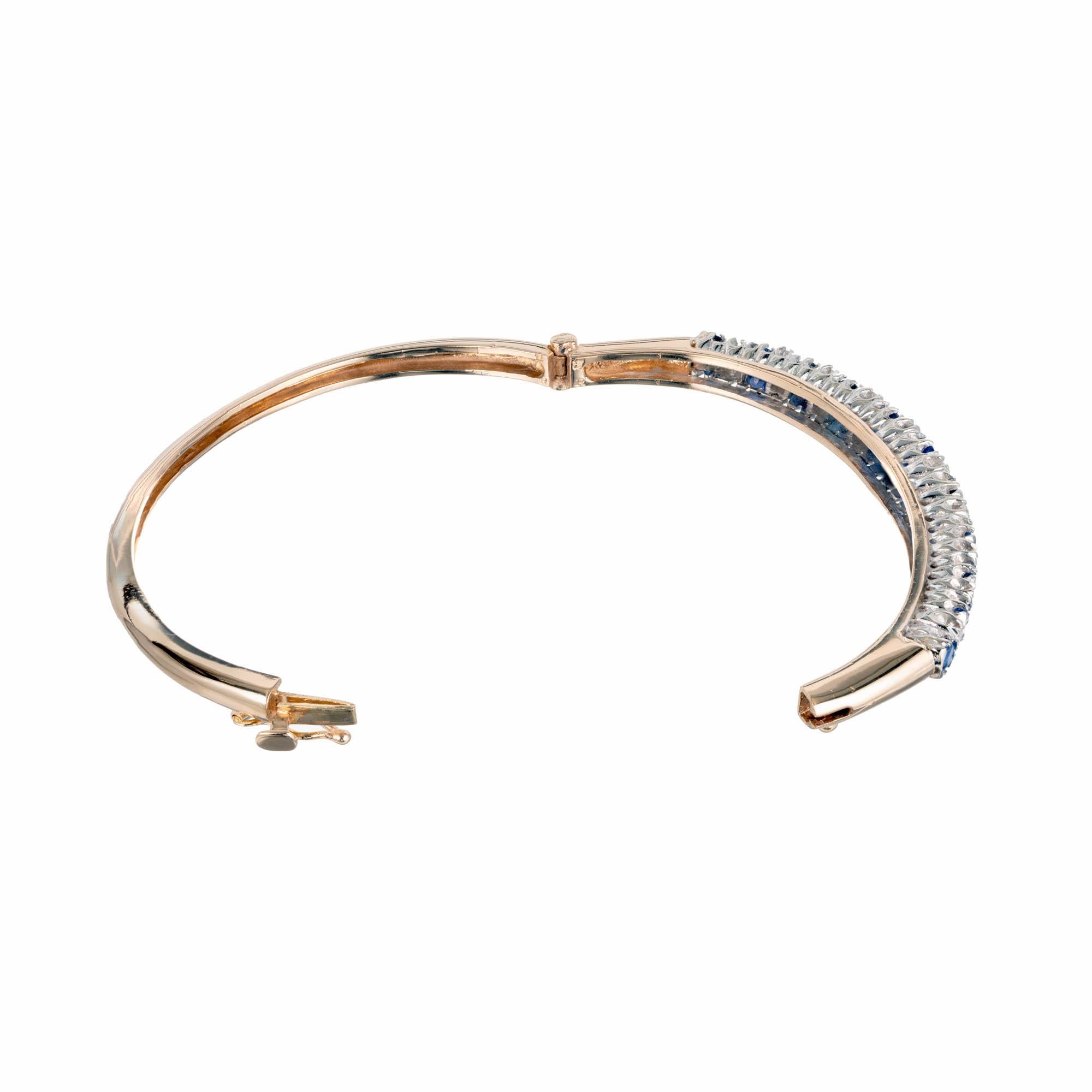 Bracelet jonc en or avec diamants et saphirs naturels de 5,90 carats Pour femmes en vente
