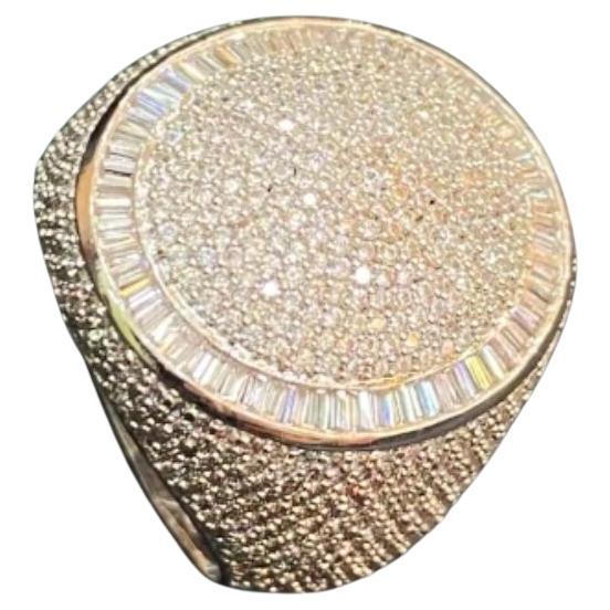 5.90 Carat  Pavè Natural Diamonds Unisex Gold Band For Sale