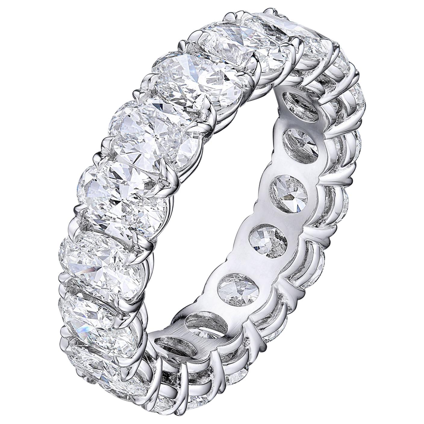 5.90 Carat Platinum Oval Diamond Wedding Eternity Band