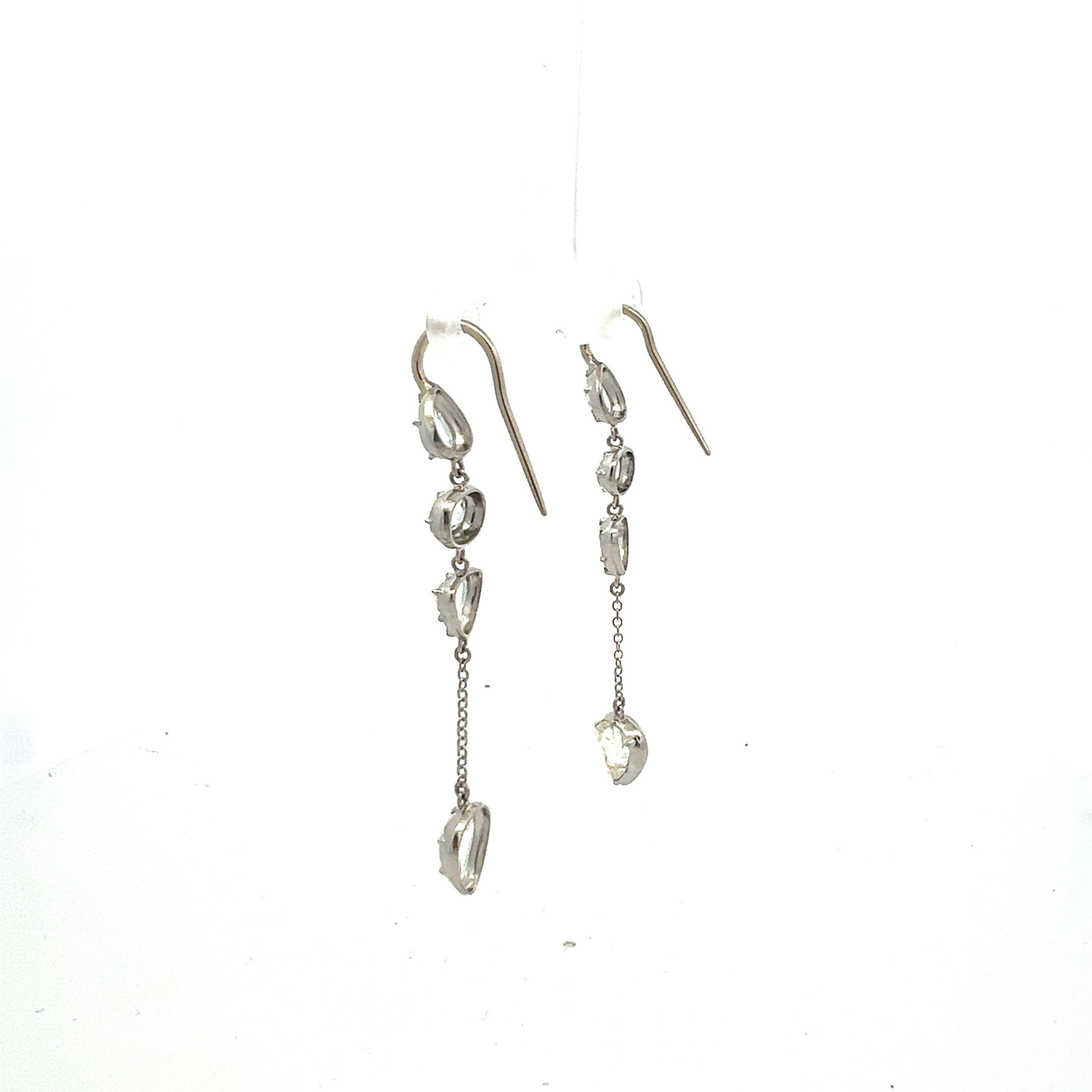 Taille rose Pendants d'oreilles en platine avec diamants taille rose de 5,90 carats H SI1 en vente
