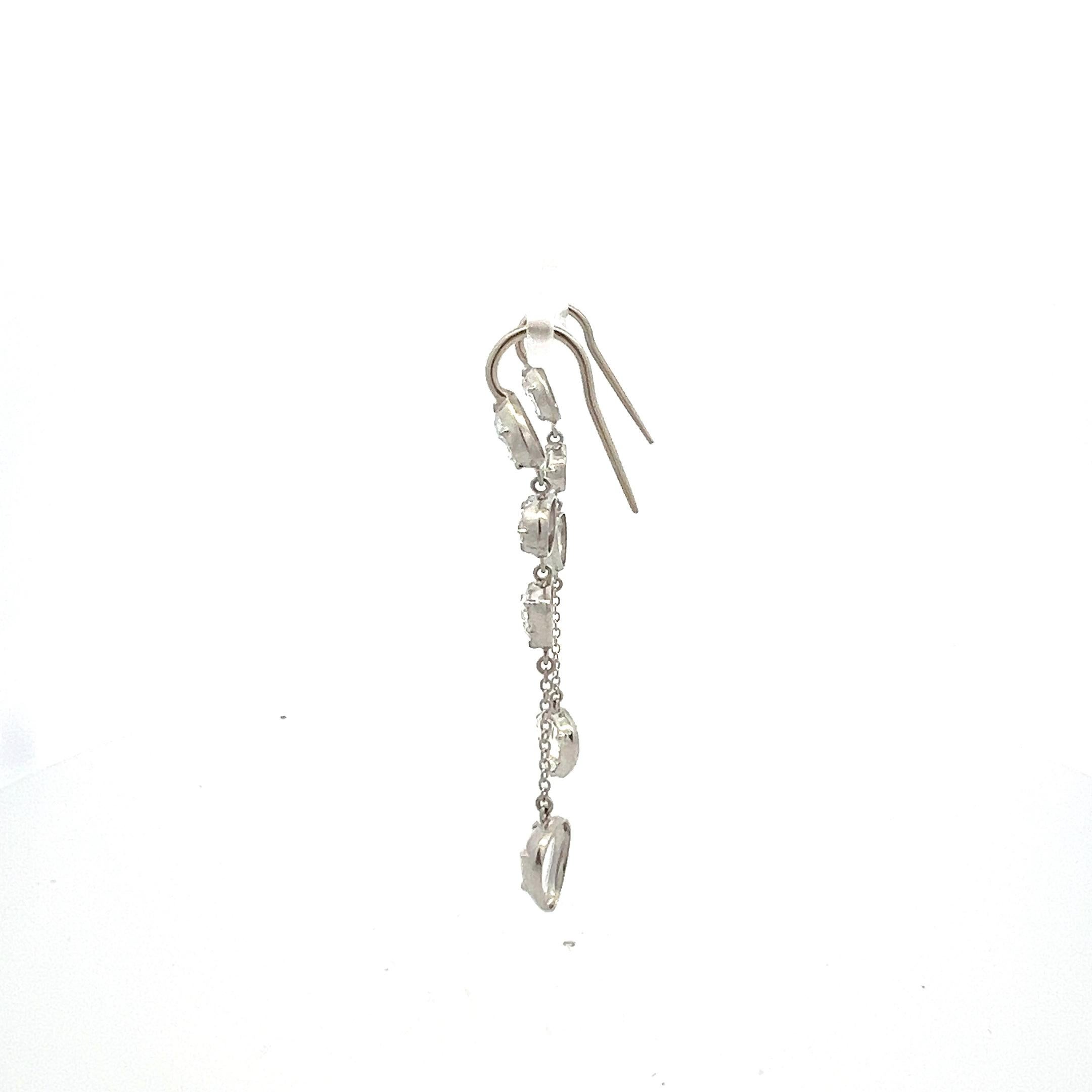 Pendants d'oreilles en platine avec diamants taille rose de 5,90 carats H SI1 en vente 3