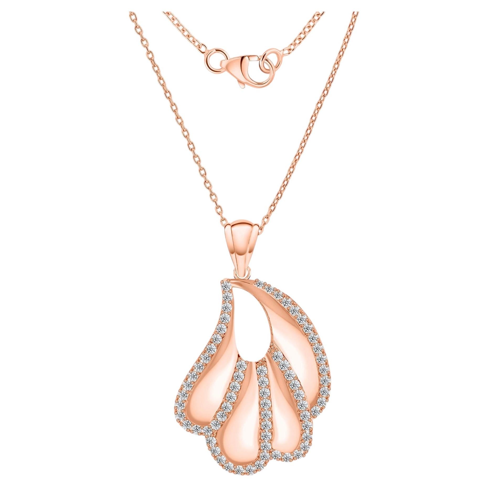 Collar con colgante de diseño con un diamante de 5,90 quilates, SI/H, en oro rosa de 18 quilates