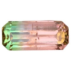 Pierre précieuse afghane tourmaline bicolore taille émeraude de 5.90 carats