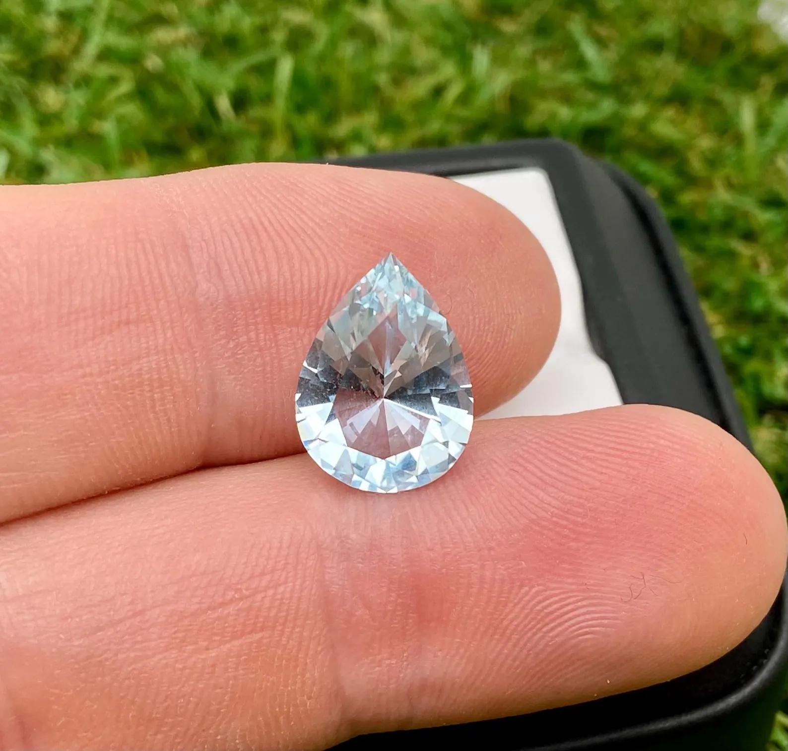 5,90 qt, piedra preciosa natural aguamarina, talla pera, Madagascar. Excelente corte . en venta 5