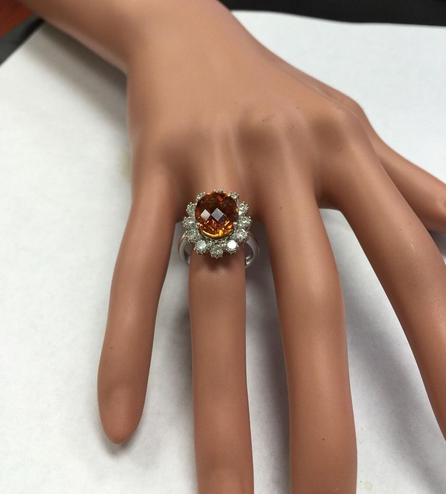 5.90 Carat Exquisite Natural Madeira Citrine and Diamond 14K Solid Gold Ring For Sale 6