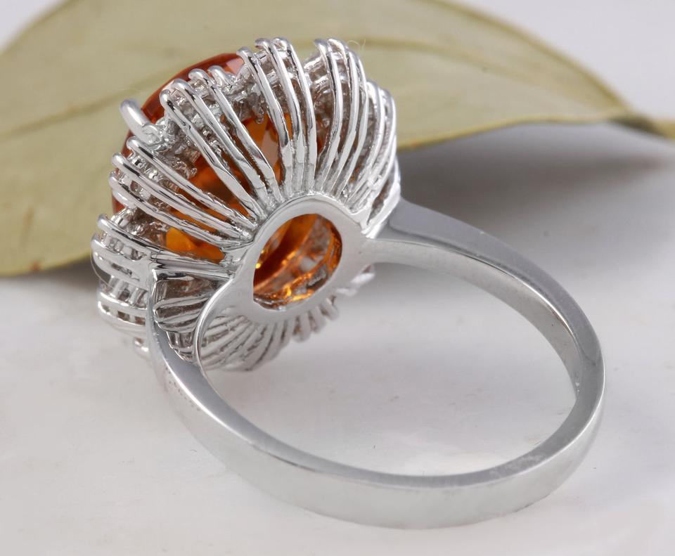 5.90 Carat Exquisite Natural Madeira Citrine and Diamond 14K Solid Gold Ring In New Condition For Sale In Los Angeles, CA