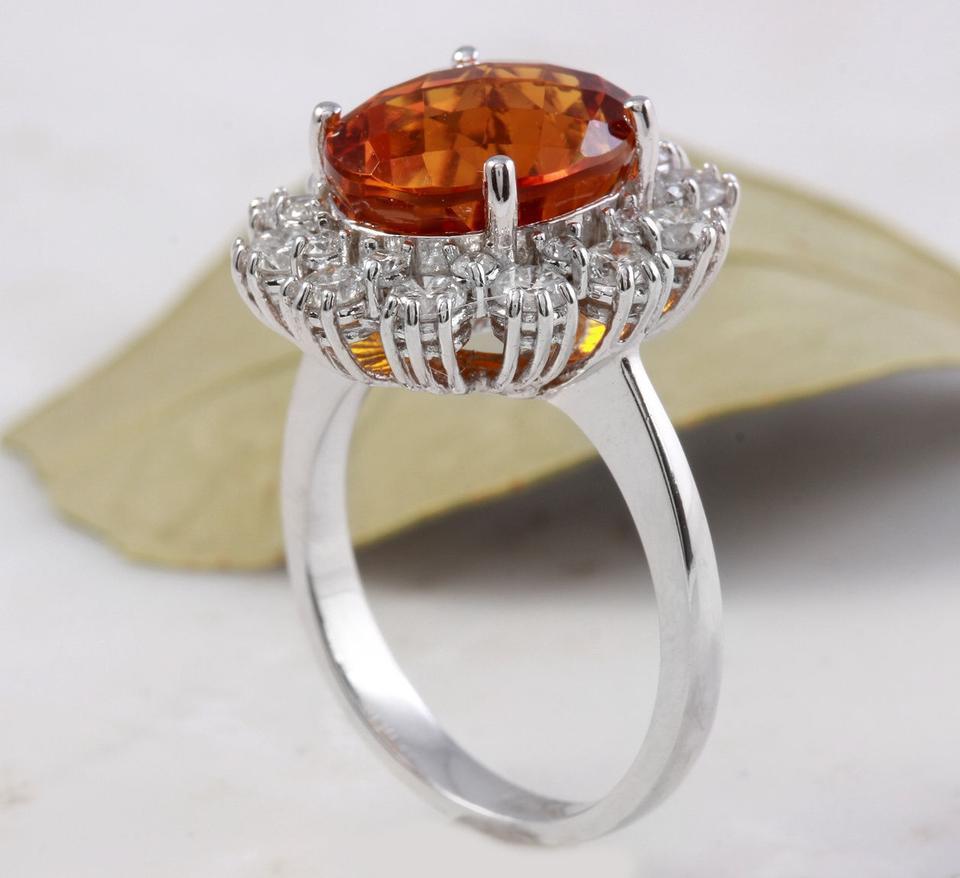 Women's 5.90 Carat Exquisite Natural Madeira Citrine and Diamond 14K Solid Gold Ring For Sale
