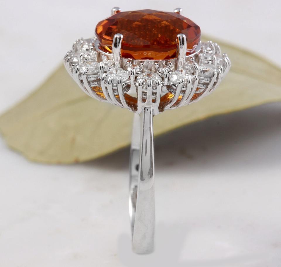 5.90 Carat Exquisite Natural Madeira Citrine and Diamond 14K Solid Gold Ring For Sale 1