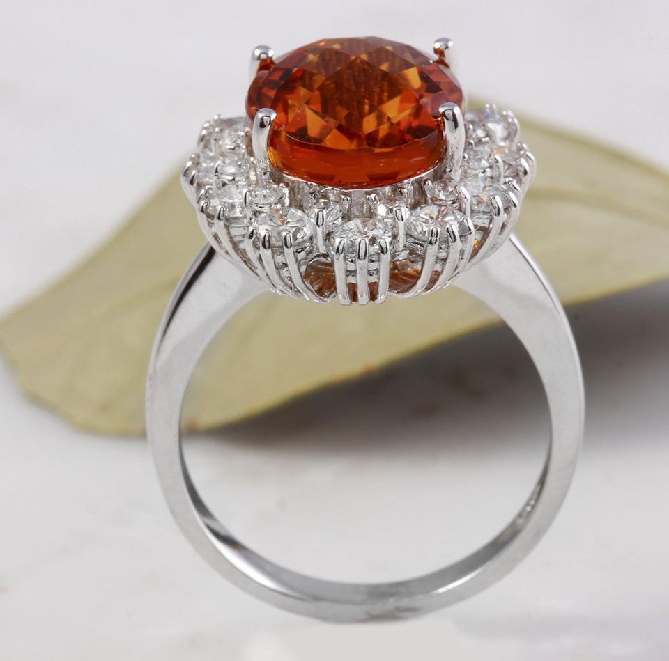 5.90 Carat Exquisite Natural Madeira Citrine and Diamond 14K Solid Gold Ring For Sale 2