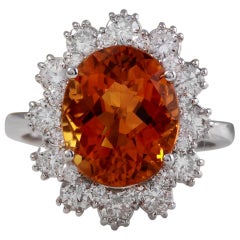 5,90 carati di squisito Citrino naturale di Madeira e diamante Anello in oro massiccio 14K