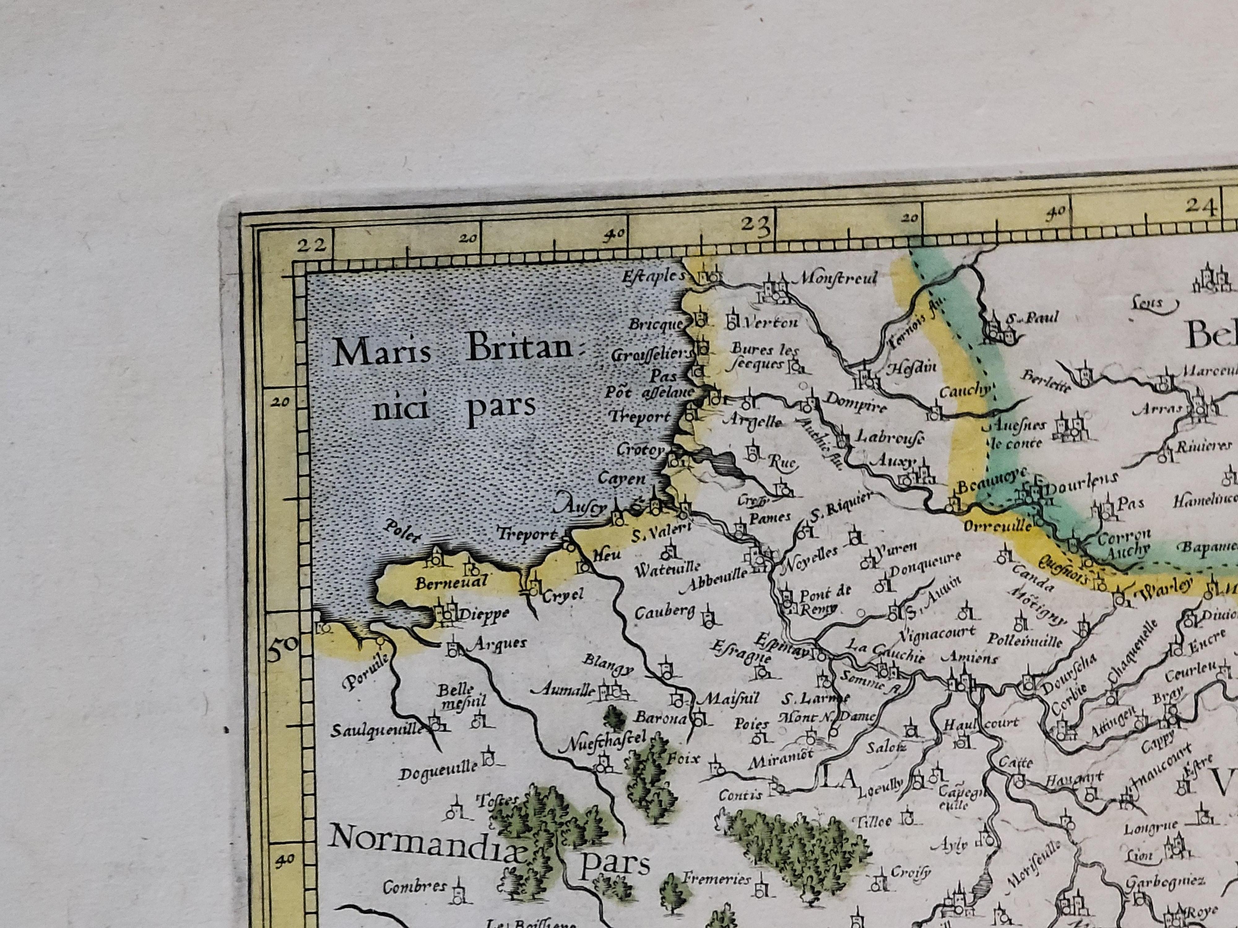 Painted 1590 Mercator Map Entitled 