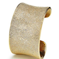 59 Carat Cubic Zirconia 14KT Yellow Gold Plated Solid Bridal Lustre Cuff Bangle