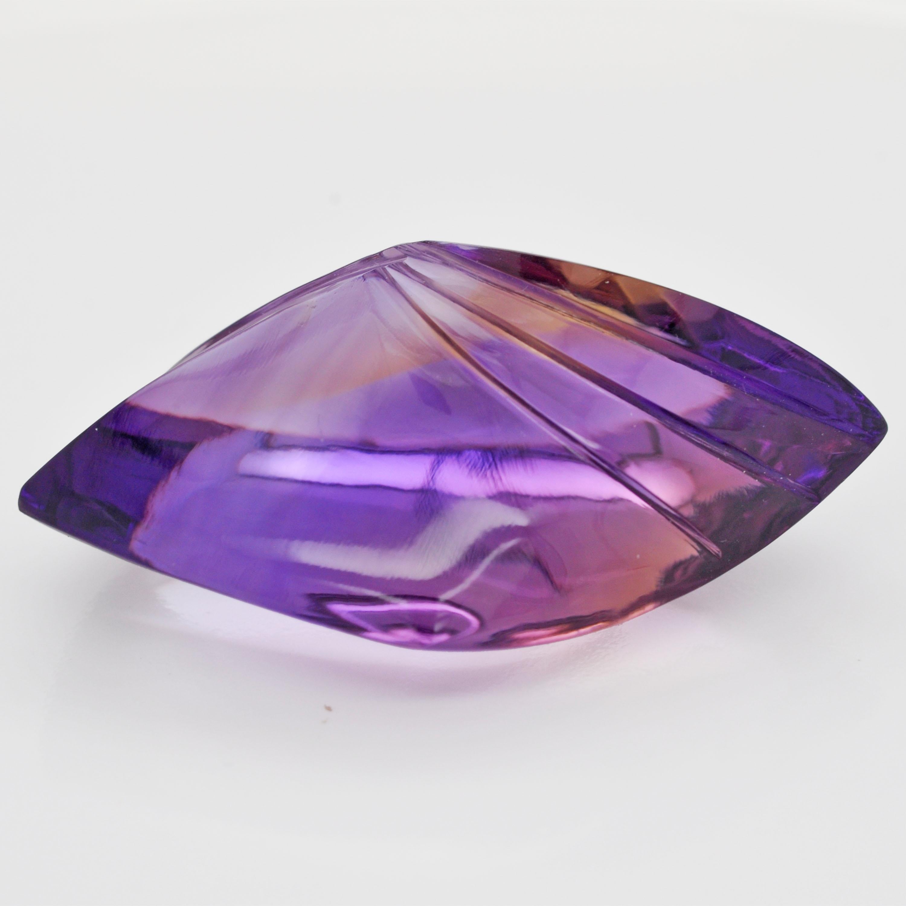 59,07 Karat bolivianische Fancy Handgeschnittene Ametrine-Edelsteine-Anhänger-Brosche (Gemischter Schliff) im Angebot