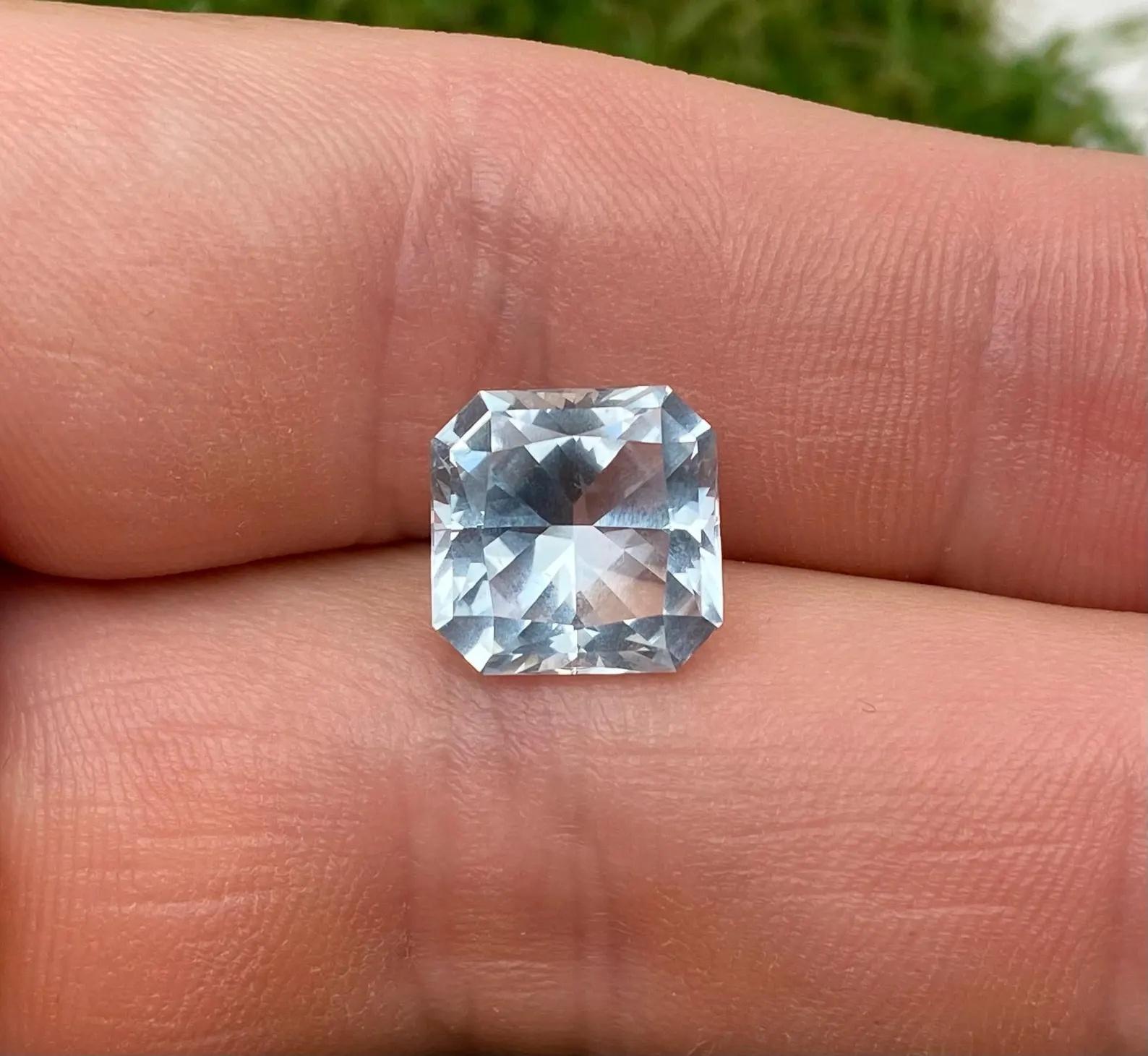 5.90Ct Aguamarina natural gema suelta, corte Asscher, Madagascar, Excelente corte en venta 3