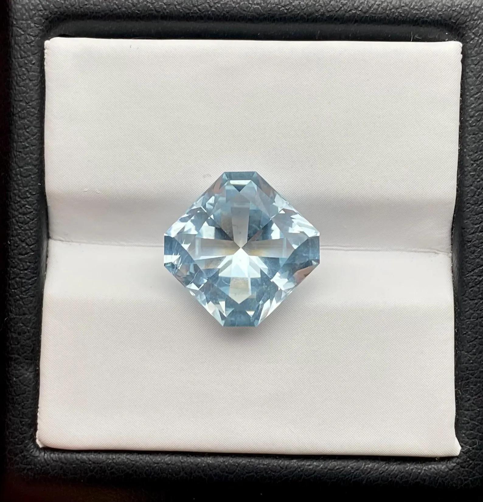5.90Ct Aguamarina natural gema suelta, corte Asscher, Madagascar, Excelente corte en venta 4