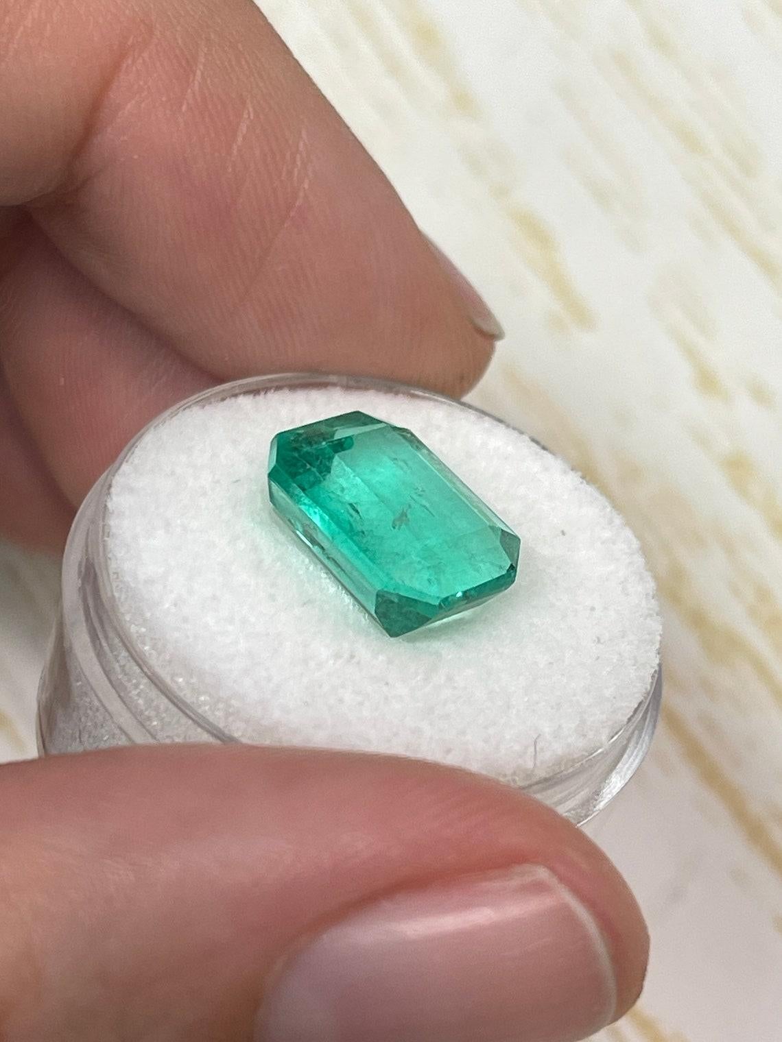  5.90ct Bright Bluish Green Emerald Cut Gem 13x9 Genuine May Birthstone (pierre de naissance de mai) Unisexe 