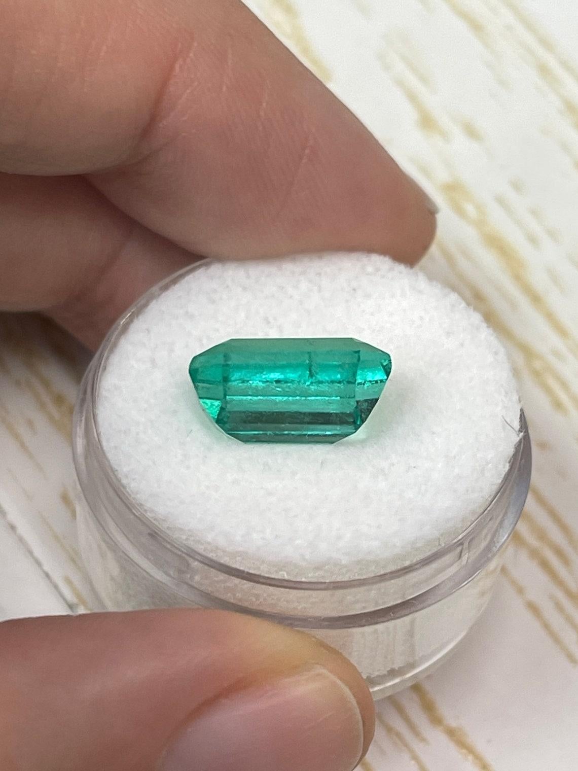 5.90ct Bright Bluish Green Emerald Cut Gem 13x9 Genuine May Birthstone (pierre de naissance de mai) 1