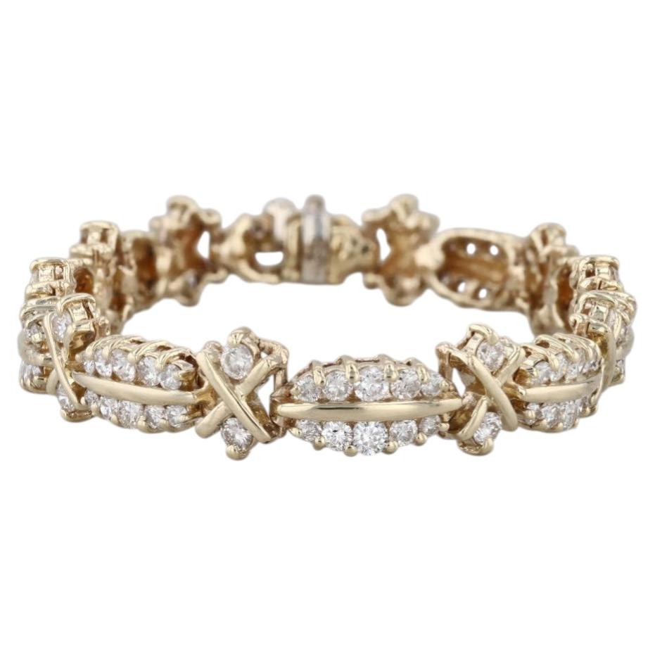 5.90ctw Diamond Tennis Bracelet 14k Yellow Gold 7" 9.8mm For Sale