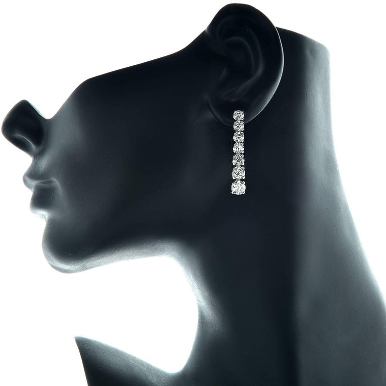 5.91 Carat Diamond Drop Graduated Earrings GIA Certified Diamonds DF