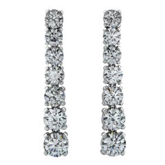 5.91 Carat Diamond Drop Platinum Earrings GIA Certified Diamonds D-F Color