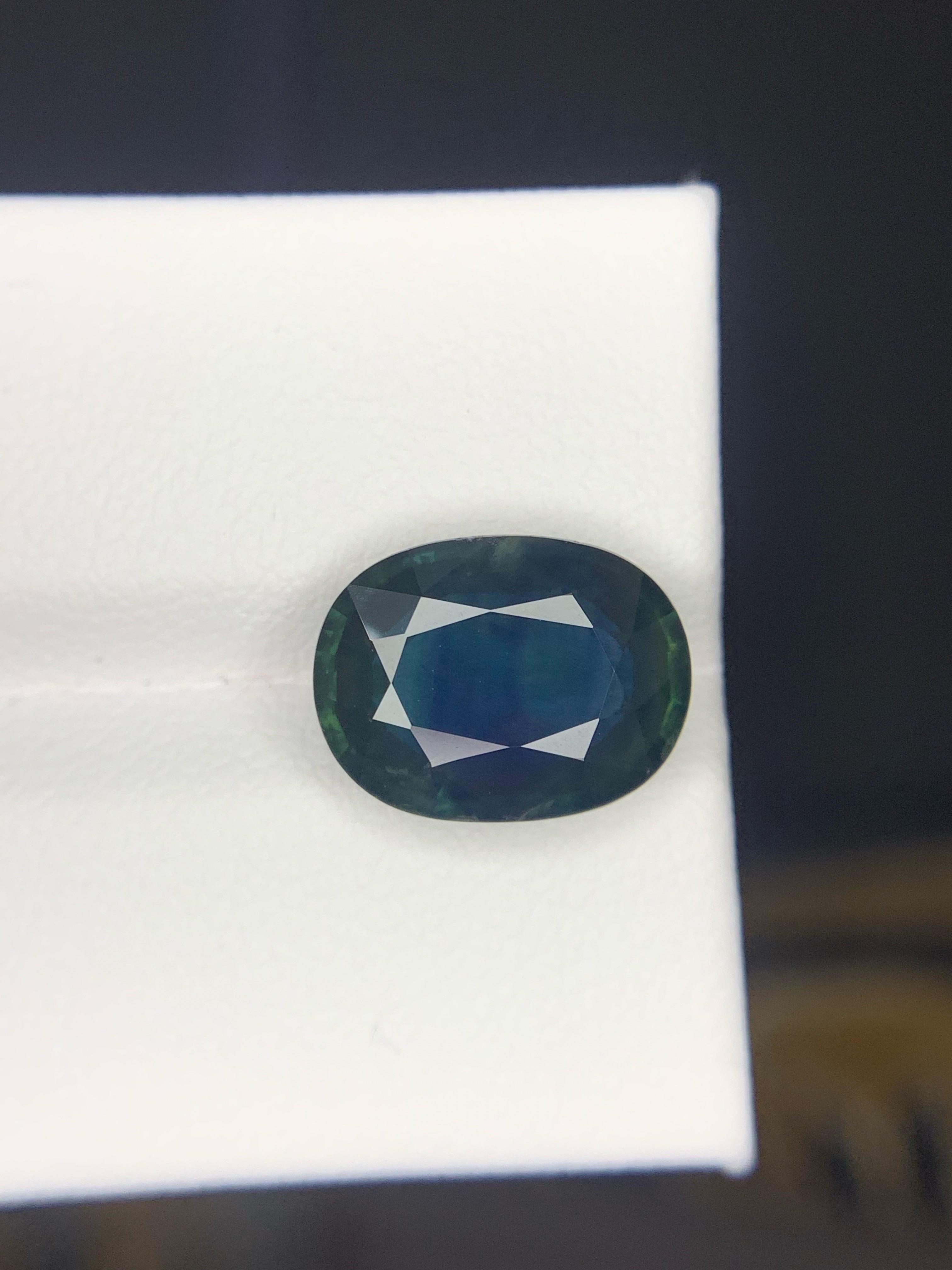 5,91 Karat Natürlicher loser grünlich blauer Saphir aus Madagaskar, Afrika im Angebot 4