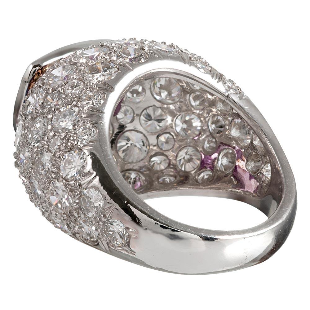 5.91 Carat Pink Sapphire and Diamond Dome Ring In Good Condition In Carmel-by-the-Sea, CA