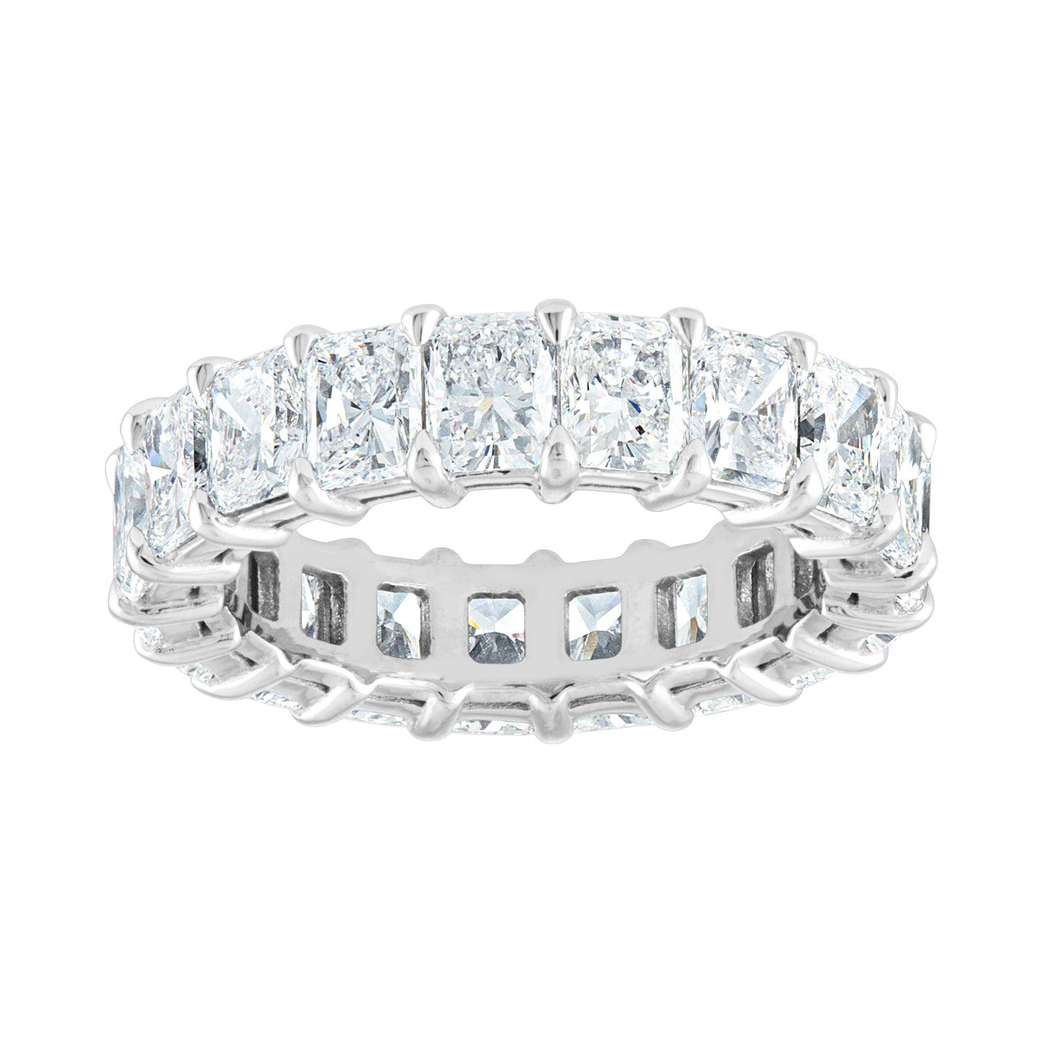 5.91 Carat Radiant Cut Diamond Gold Eternity Band Ring For Sale