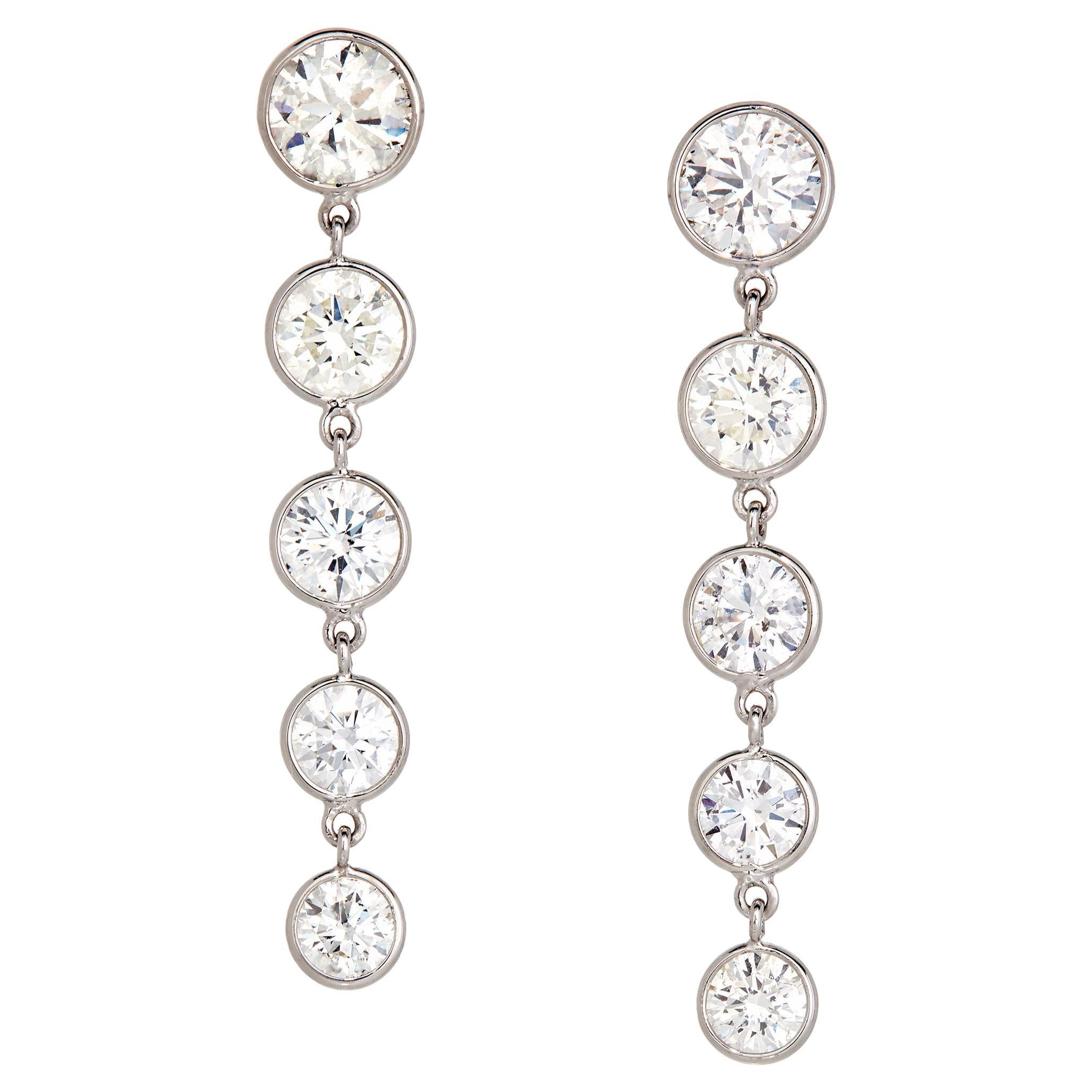 5.91 Carats Total Weight Diamond Earrings in Platinum For Sale