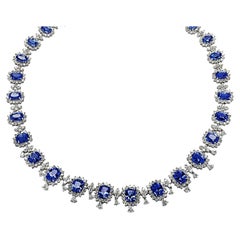 59,15 Karat Ceylon-Saphir- und weißer Diamant-Halskette