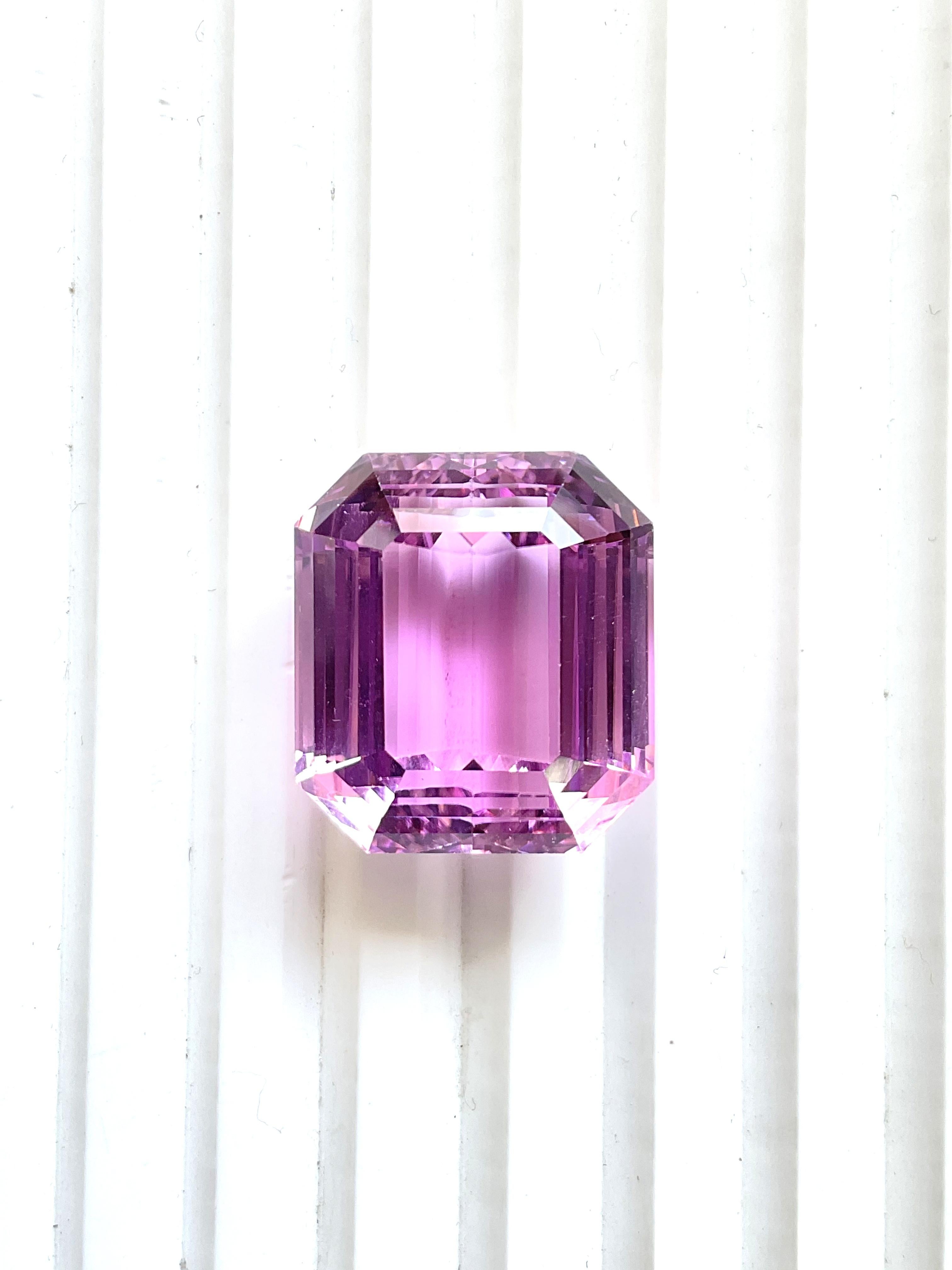 59.16 Carats Kunzite Natural Octagon Cut Stone Top Fine Color Quality ...
