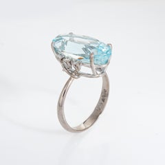 5,91ct Länglicher Aquamarin Ring Vintage 18k Weißgold Sz 5.75 Feiner Schmuck