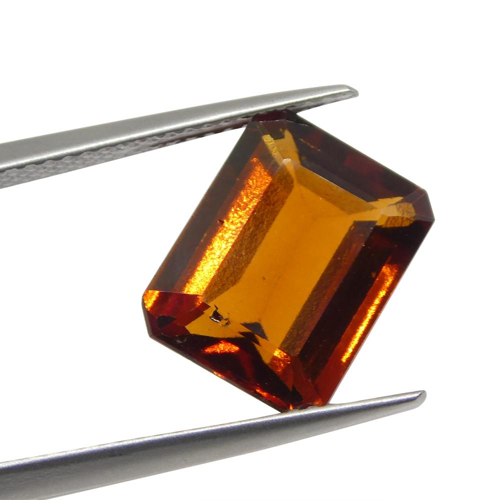 5.91ct Emerald Cut Reddish Orange Hessonite Garnet from Sri Lanka In New Condition For Sale In Toronto, Ontario